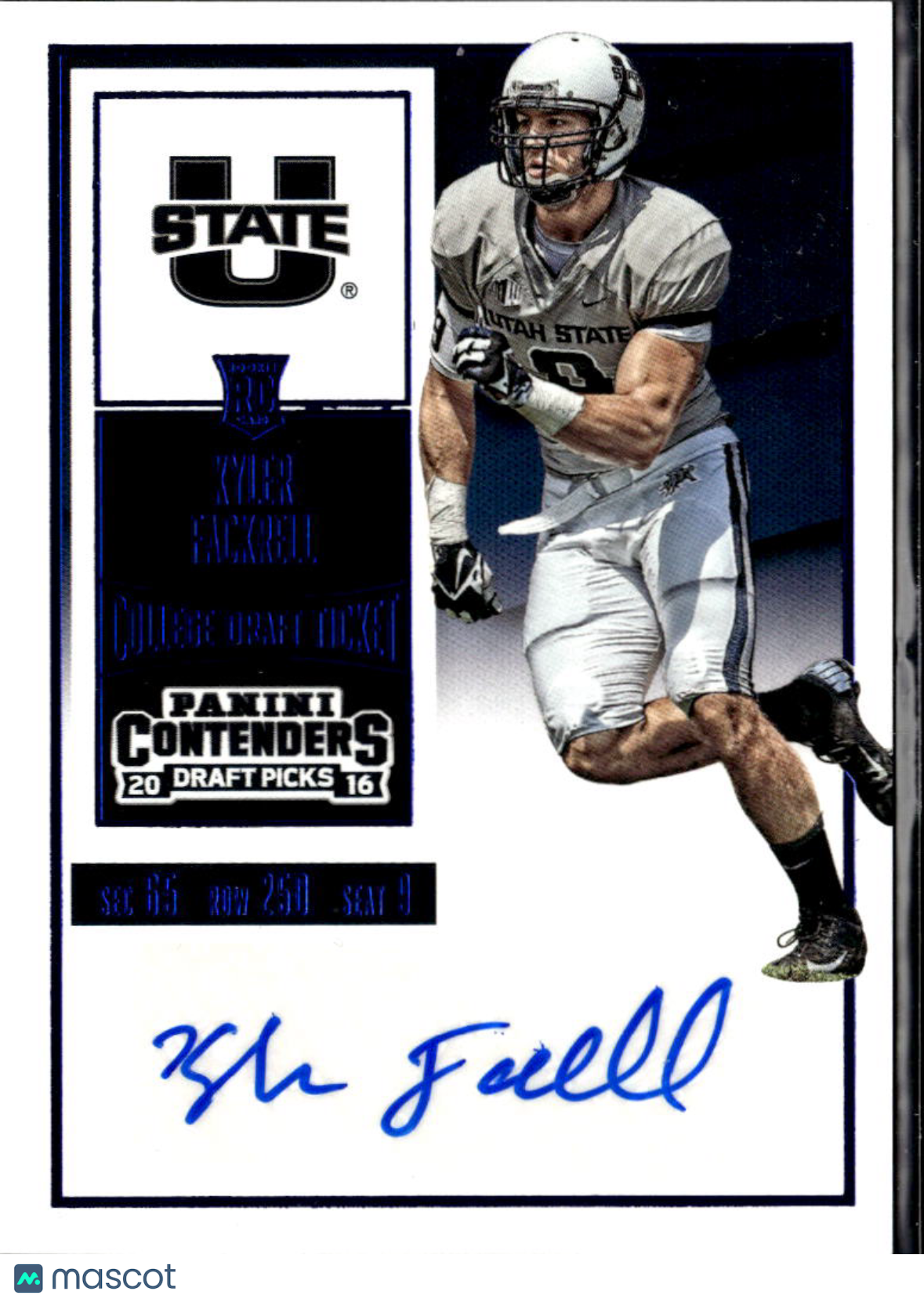 Kyler Fackrell 2016 Contenders Draft Auto Autograph RC Blue Utah State Aggies