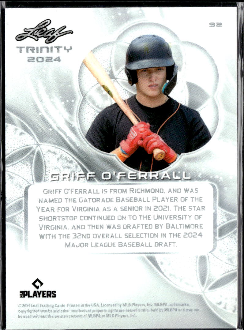 Griff O'Ferrall 2024 Leaf Trinity Purple 2/7 Baltimore Orioles
