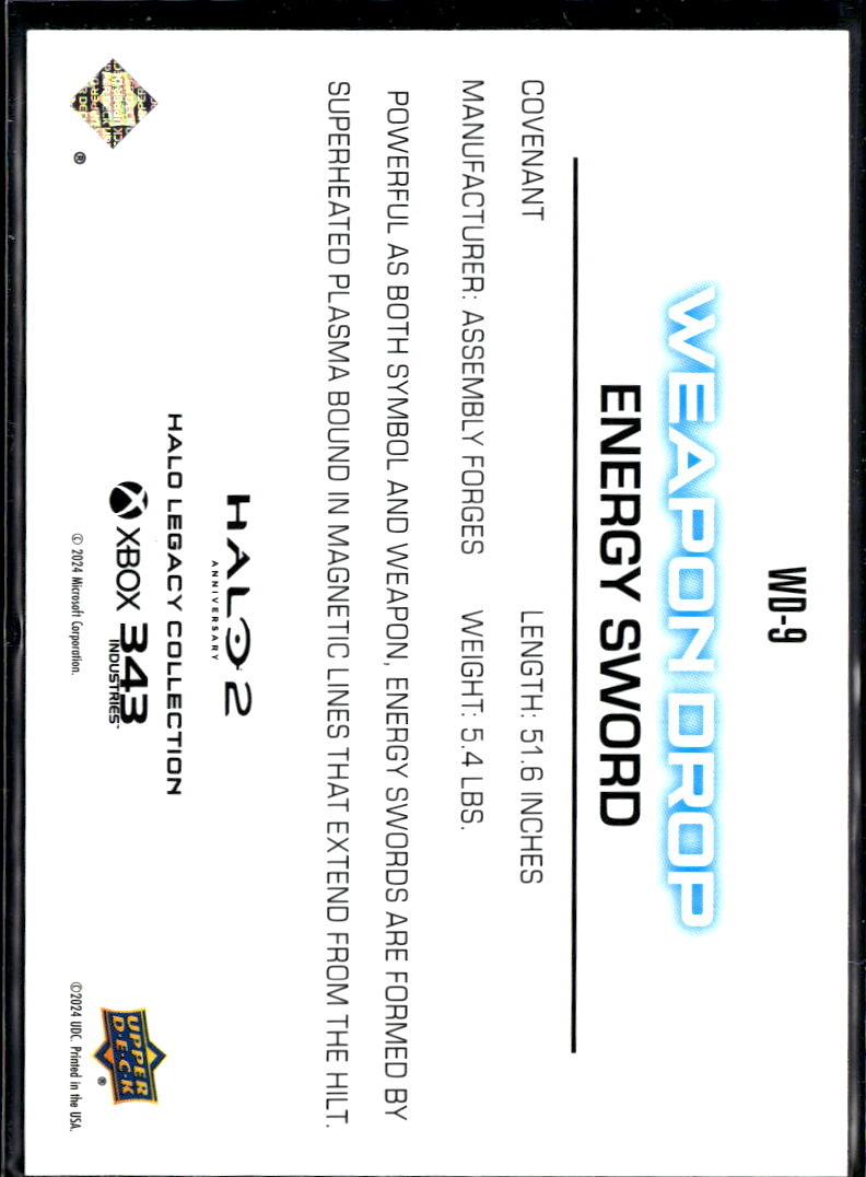 Energy Sword 2024 Upper Deck Halo Legacy Collection #WD-9