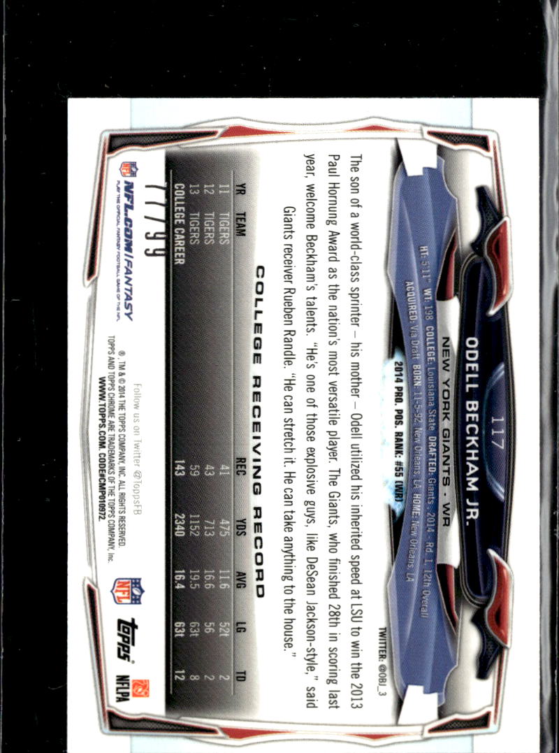 Odell Beckham Jr. 2014 Topps Chrome Mini Camo Refractor RC 77/99 New York Giants