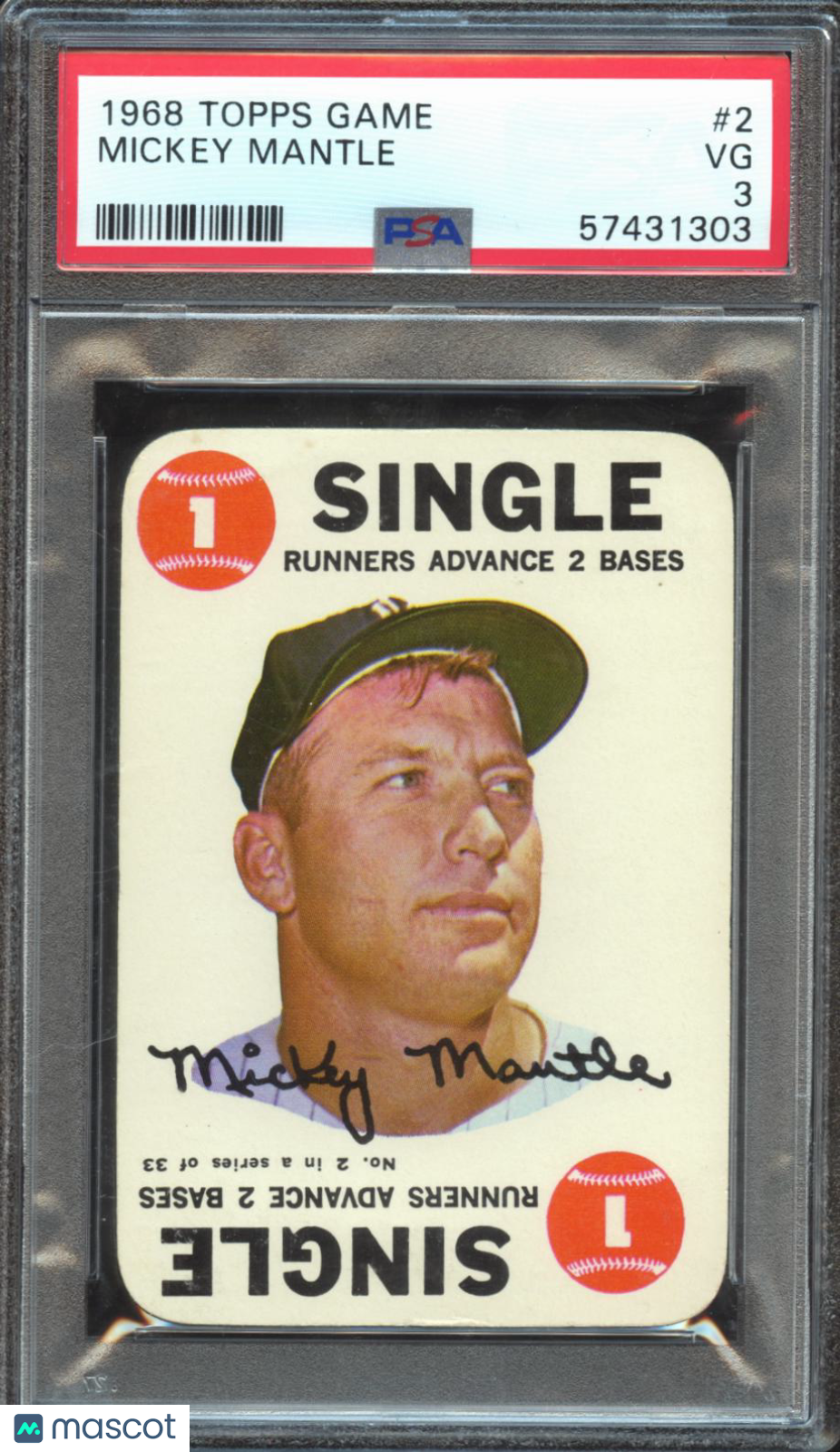 Mickey Mantle 1968 Topps Game New York Yankees #2 PSA 3