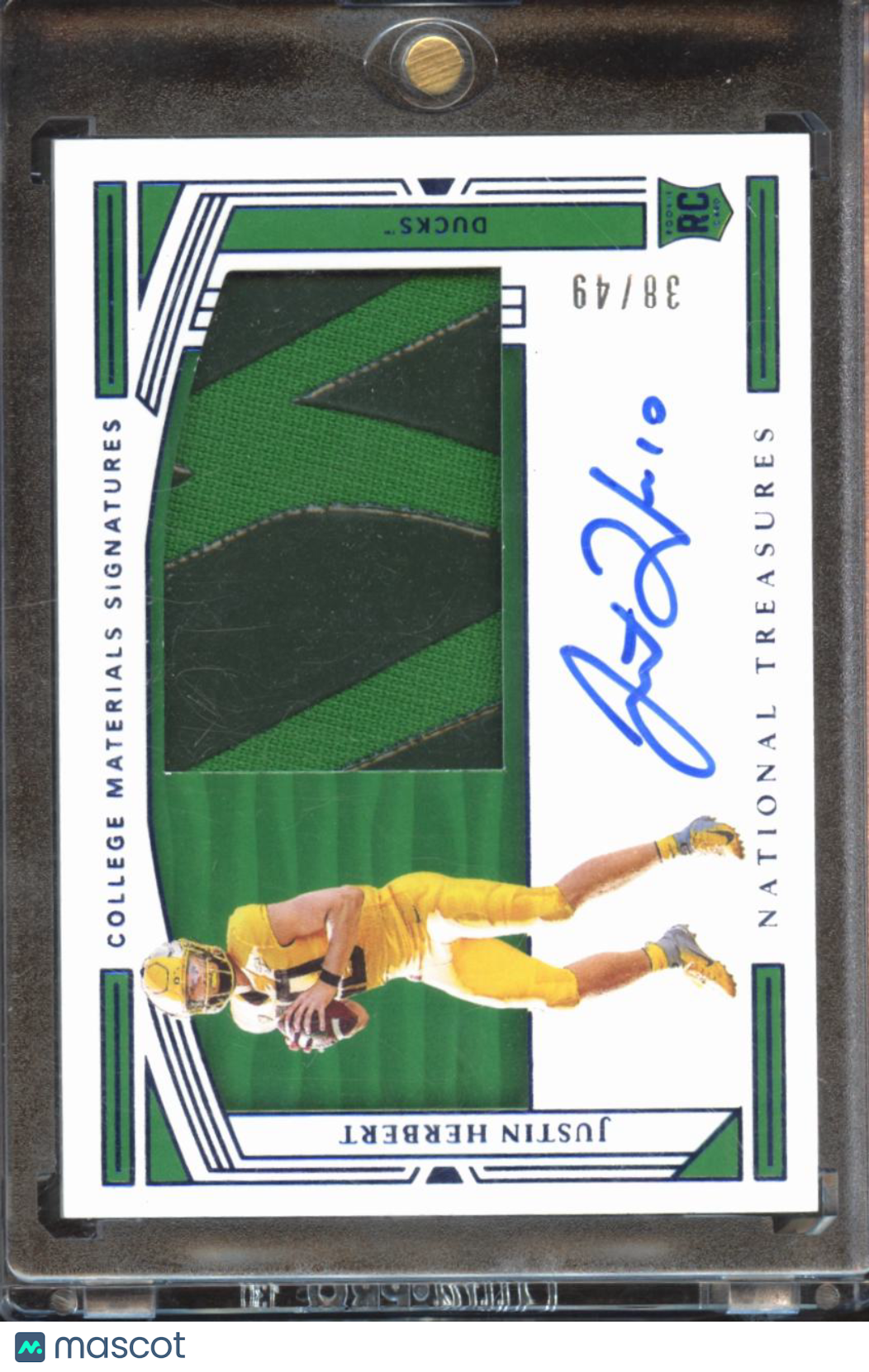 Justin Herbert 2020 National Treasures Auto Autograph Patch RC 38/49 Oregon