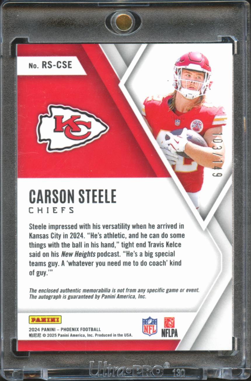 Carson Steele 2025 Phoenix Auto Autograph Patch RC 103/149 Kansas City Chiefs
