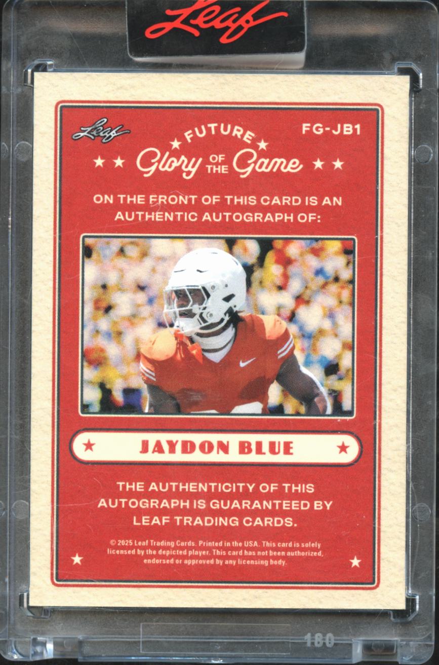 Jaydon Blue 2025 Leaf Glory of the Game Auto Autograph 16/99 Texas Longhorns