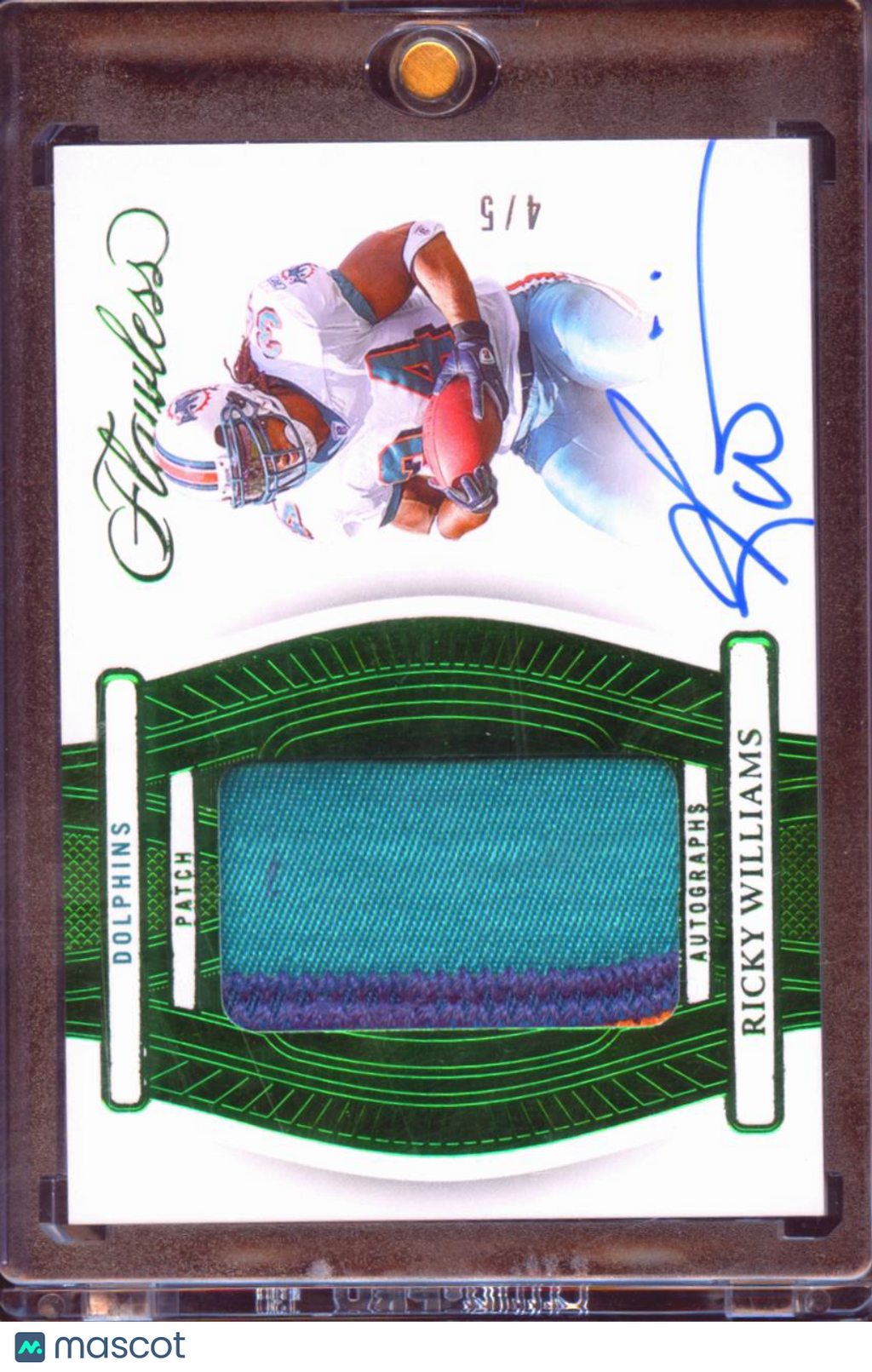 Ricky Williams 2024 Flawless Auto Autograph Patch Emerald 4/5 Miami Dolphins