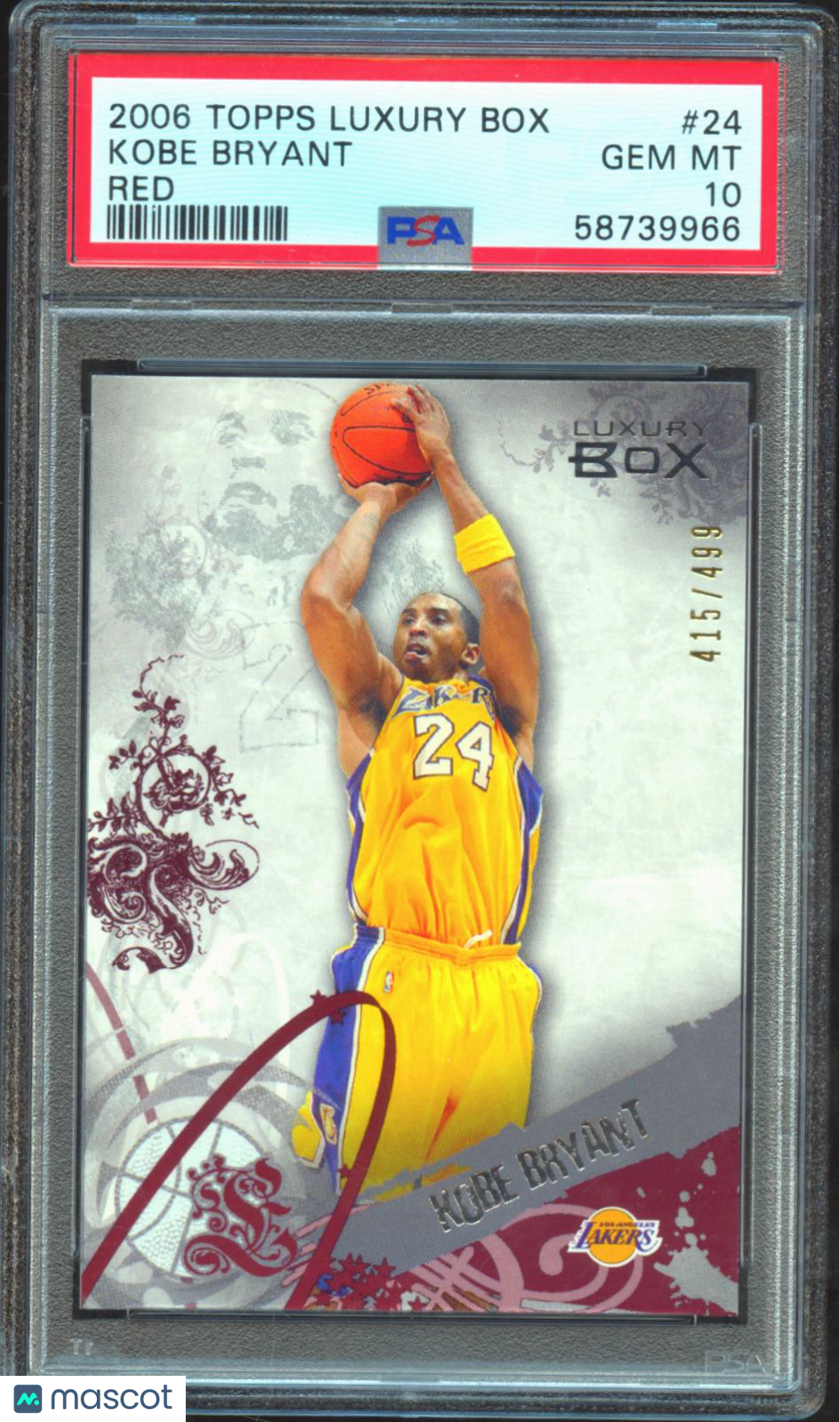 Kobe Bryant 2006 Topps Luxury Box Red 415/499 Los Angeles Lakers PSA 10