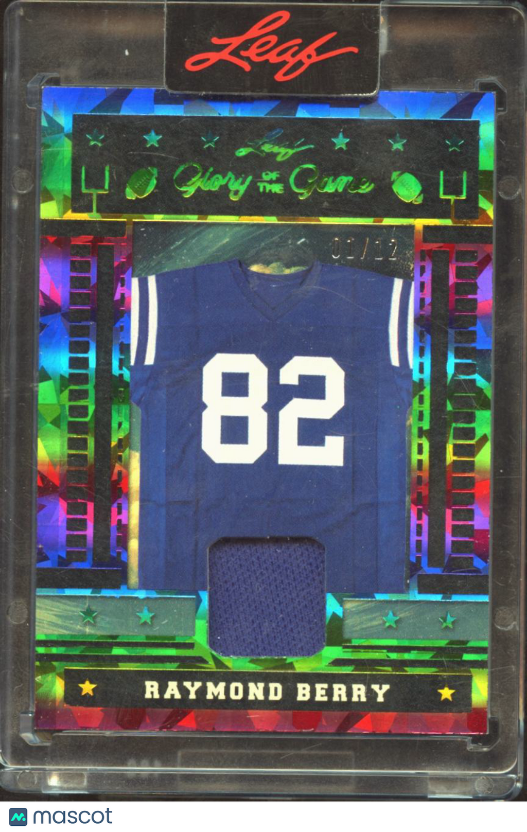 Raymond Berry 2025 Leaf Glory of the Game Worn Jersey Pach 1/12 Baltimore Colts