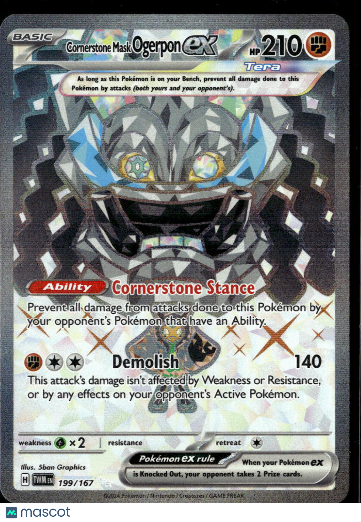 Cornerstone Mask Ogerpon EX 2024 Twilight Masquerade #199/167