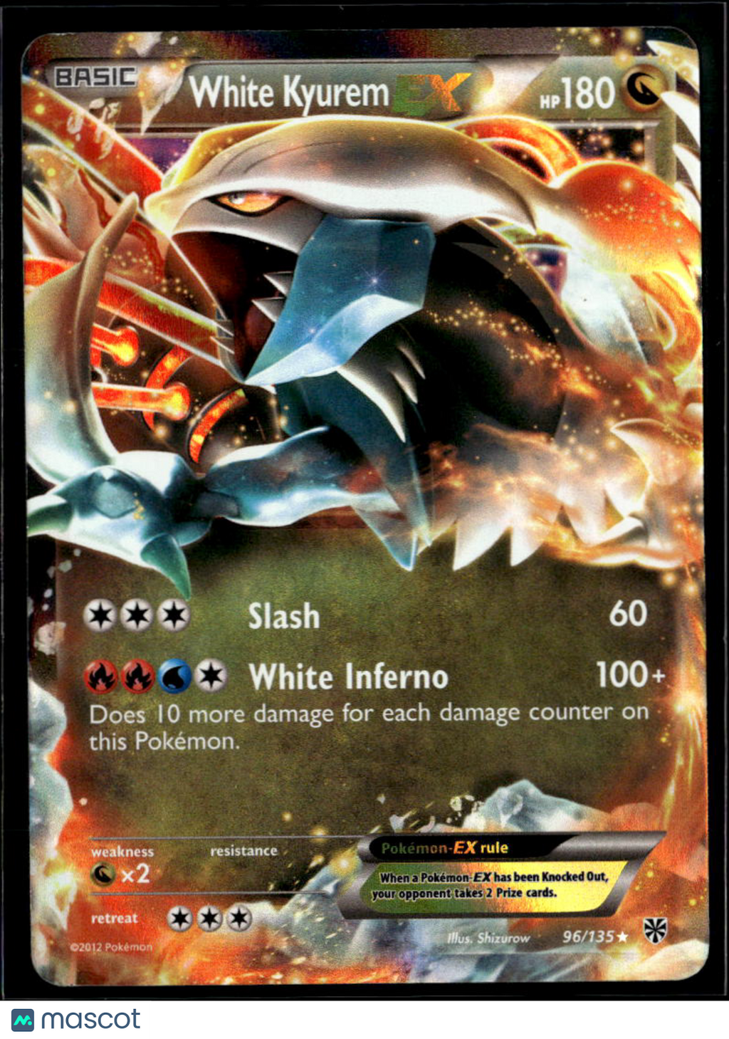 White Kyurem EX 2012 Boundaries Crossed Holo Rare #96/135
