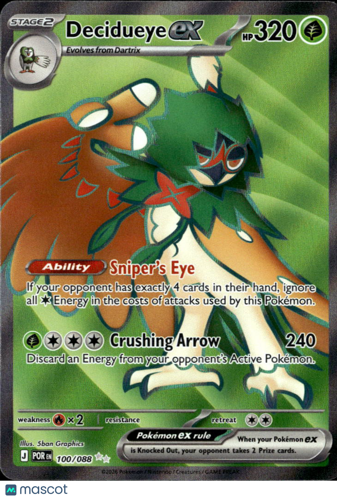 Decidueye EX 2026 Mega Evolution – Perfect Order Holo Secret Rare SR FA #100/88