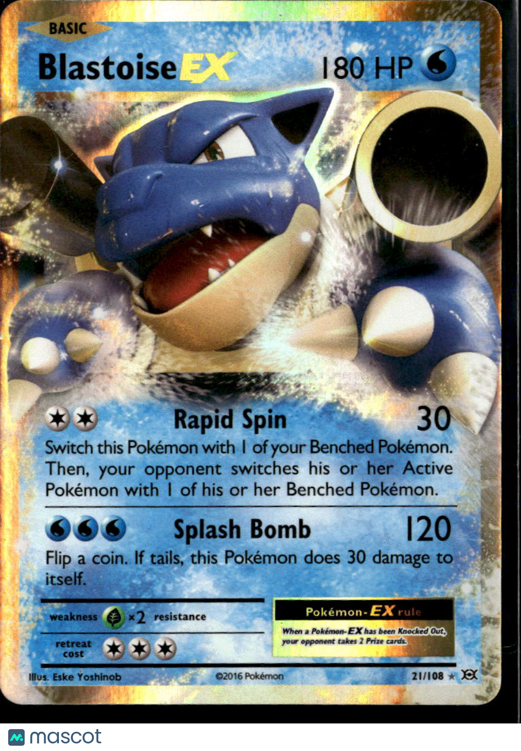 Blastoise EX 2016 Evolutions Holo Rare #21/108
