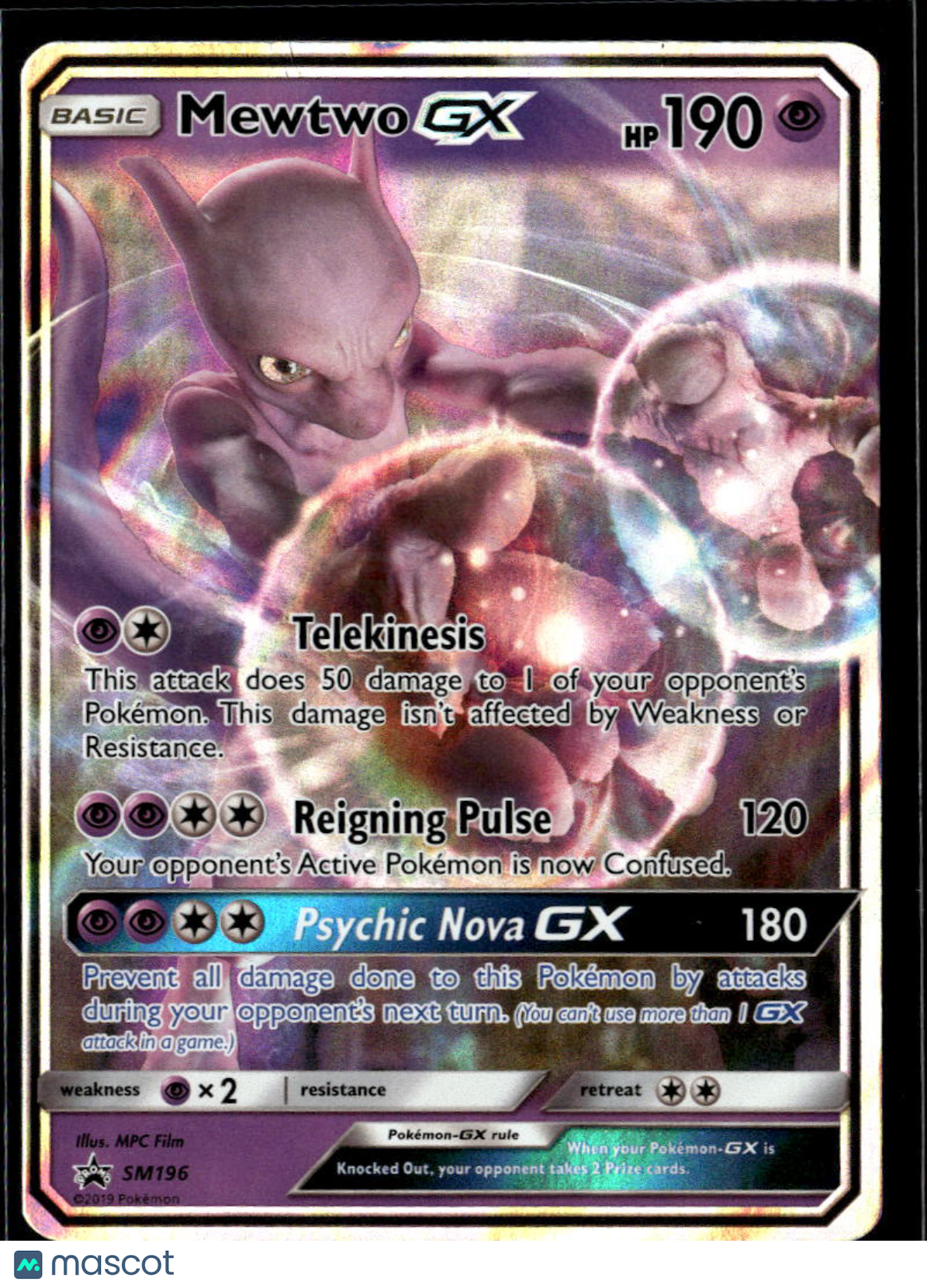 Mewtwo GX 2019 Sun & Moon Promos Holo Black Star Promo #SM196