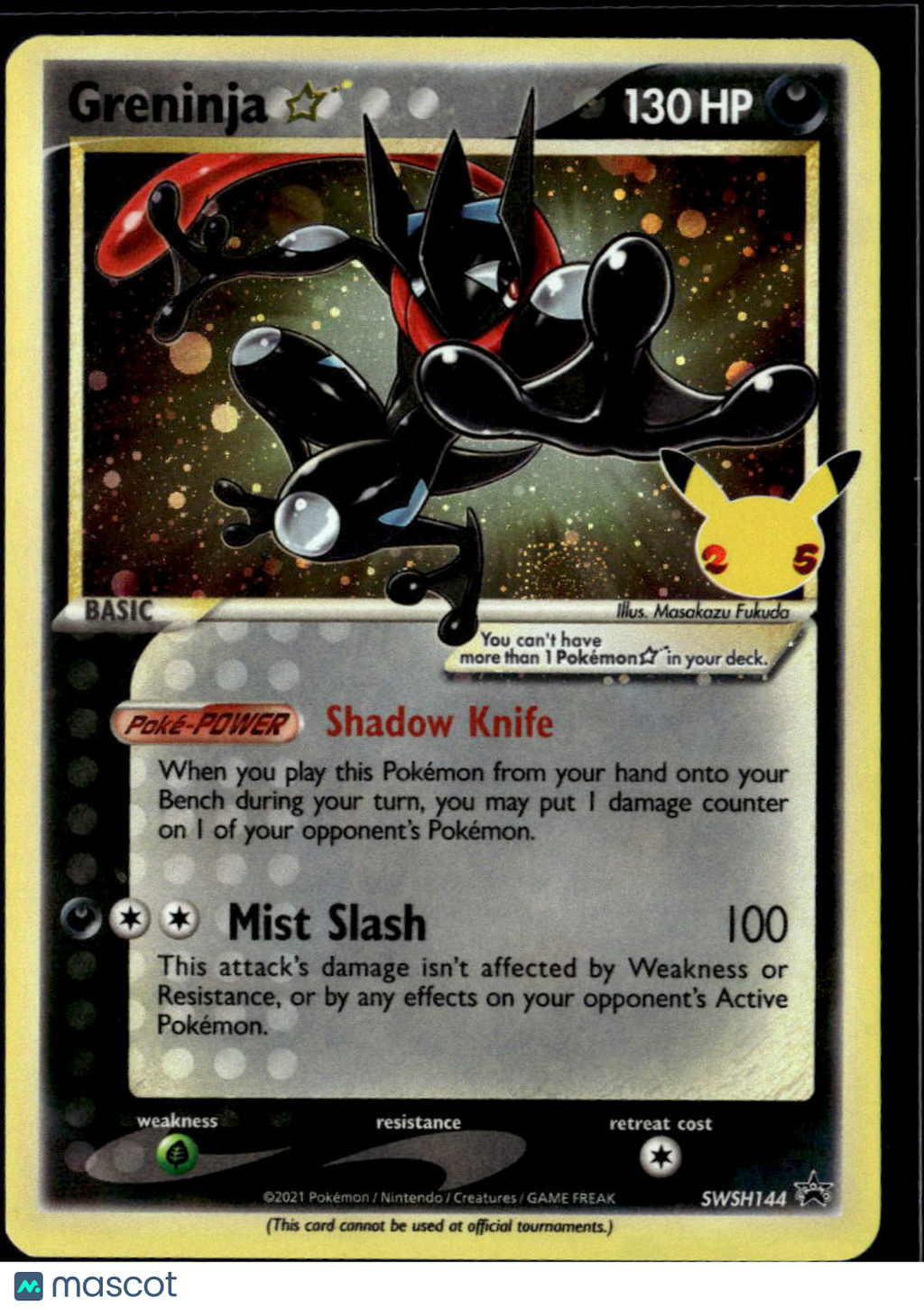 Greninja ☆ 2021 Celebrations Holo Black Star Promo #SWSH144