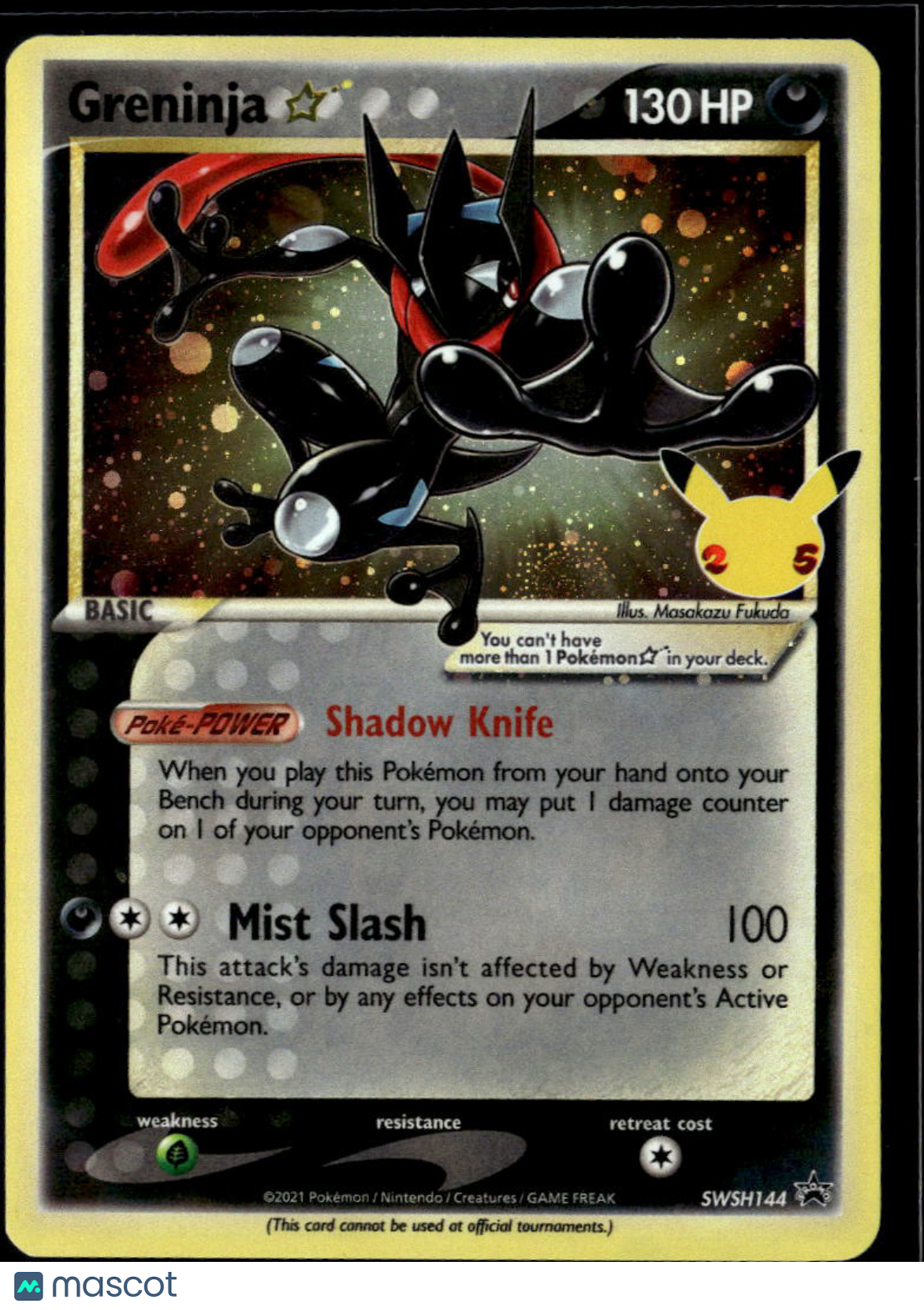 Greninja ☆ 2021 Celebrations Holo Black Star Promo #SWSH144