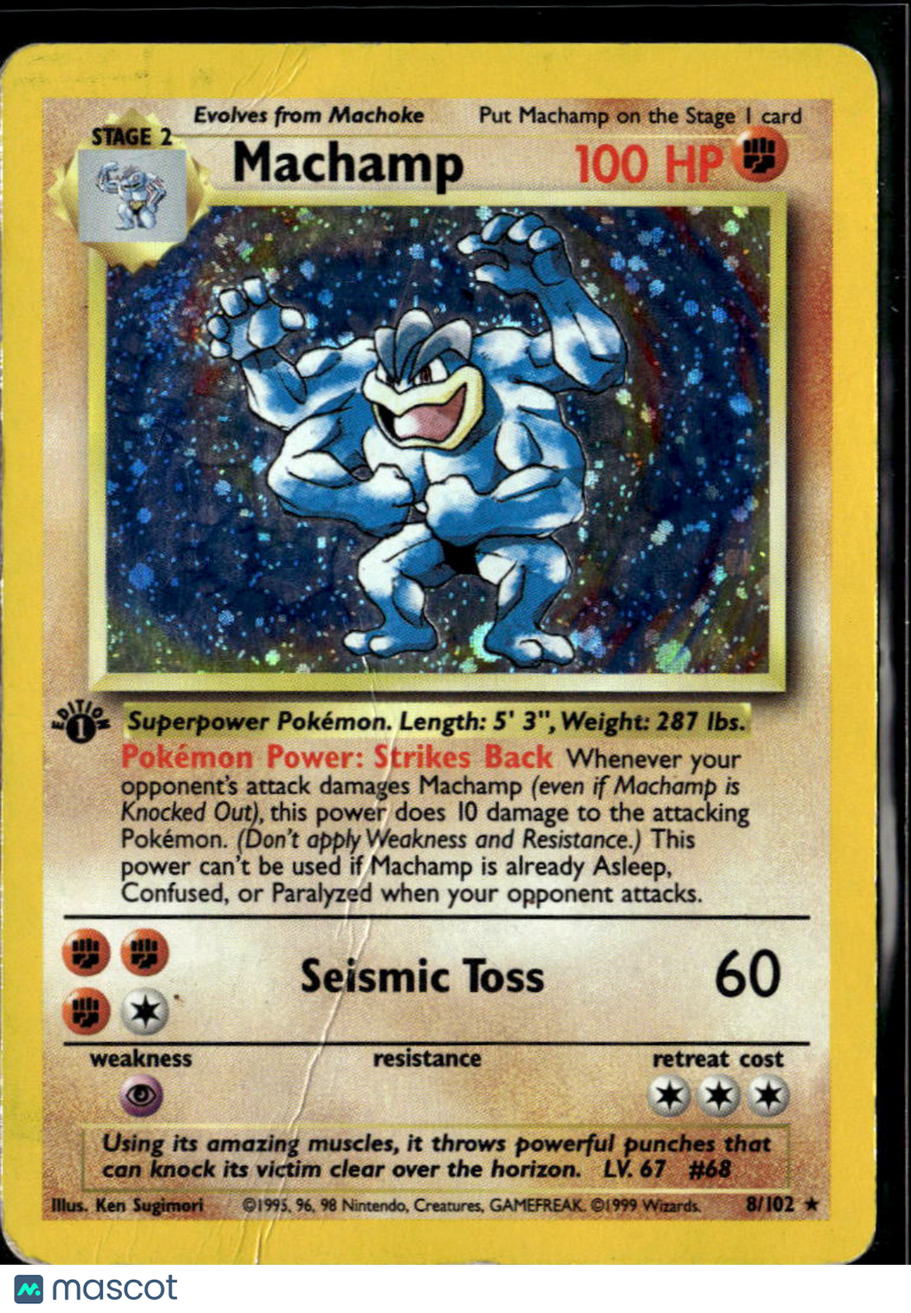 Machamp 1999 Base Set Holo Rare 1st Edition #8/102