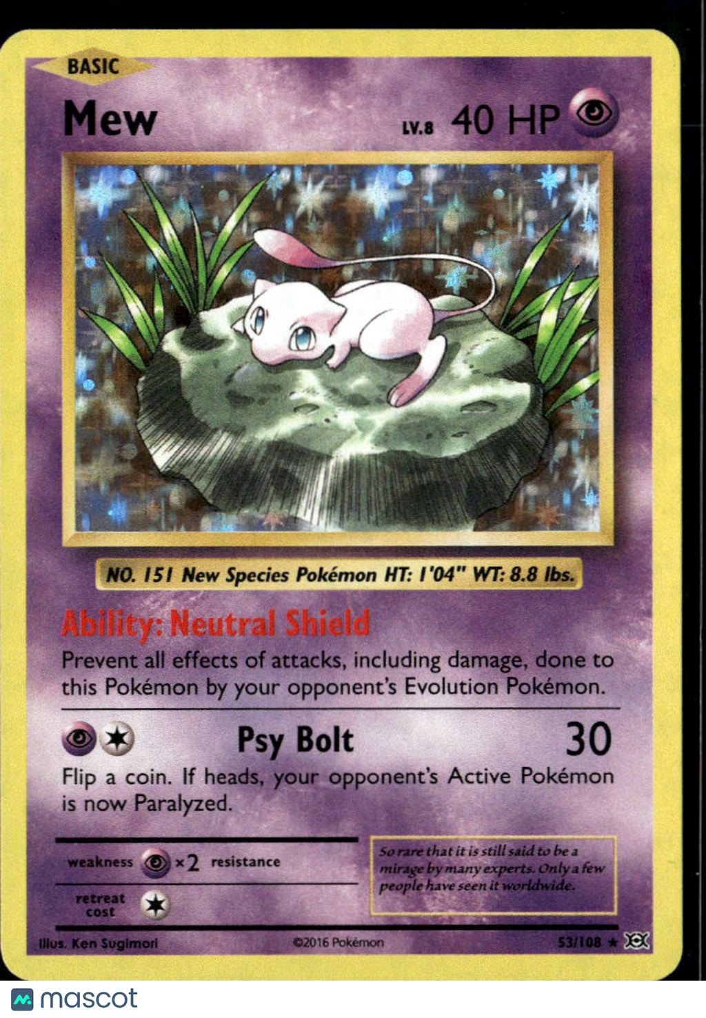 Mew 2016 Evolutions Holo Rare #53/108