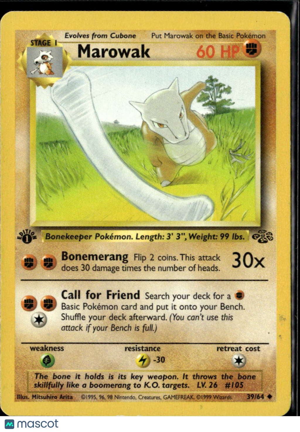 Marowak 1999 Jungle Uncommon 1st Edition #39/64