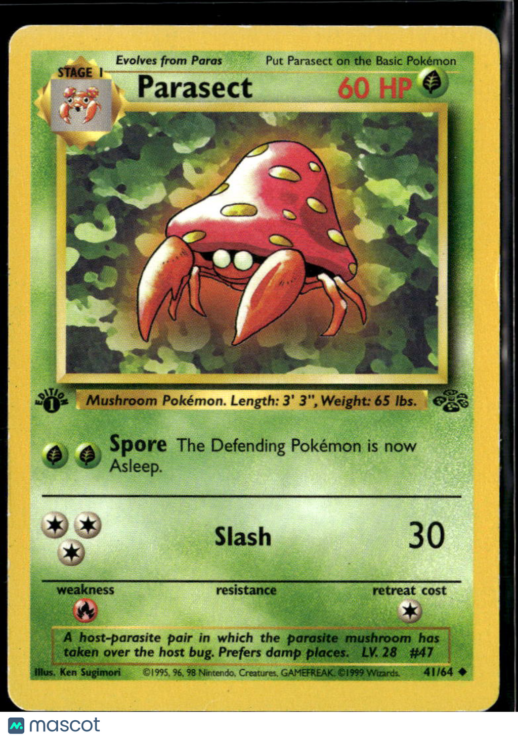 Parasect 1999 Jungle Uncommon 1st Edition #41/64