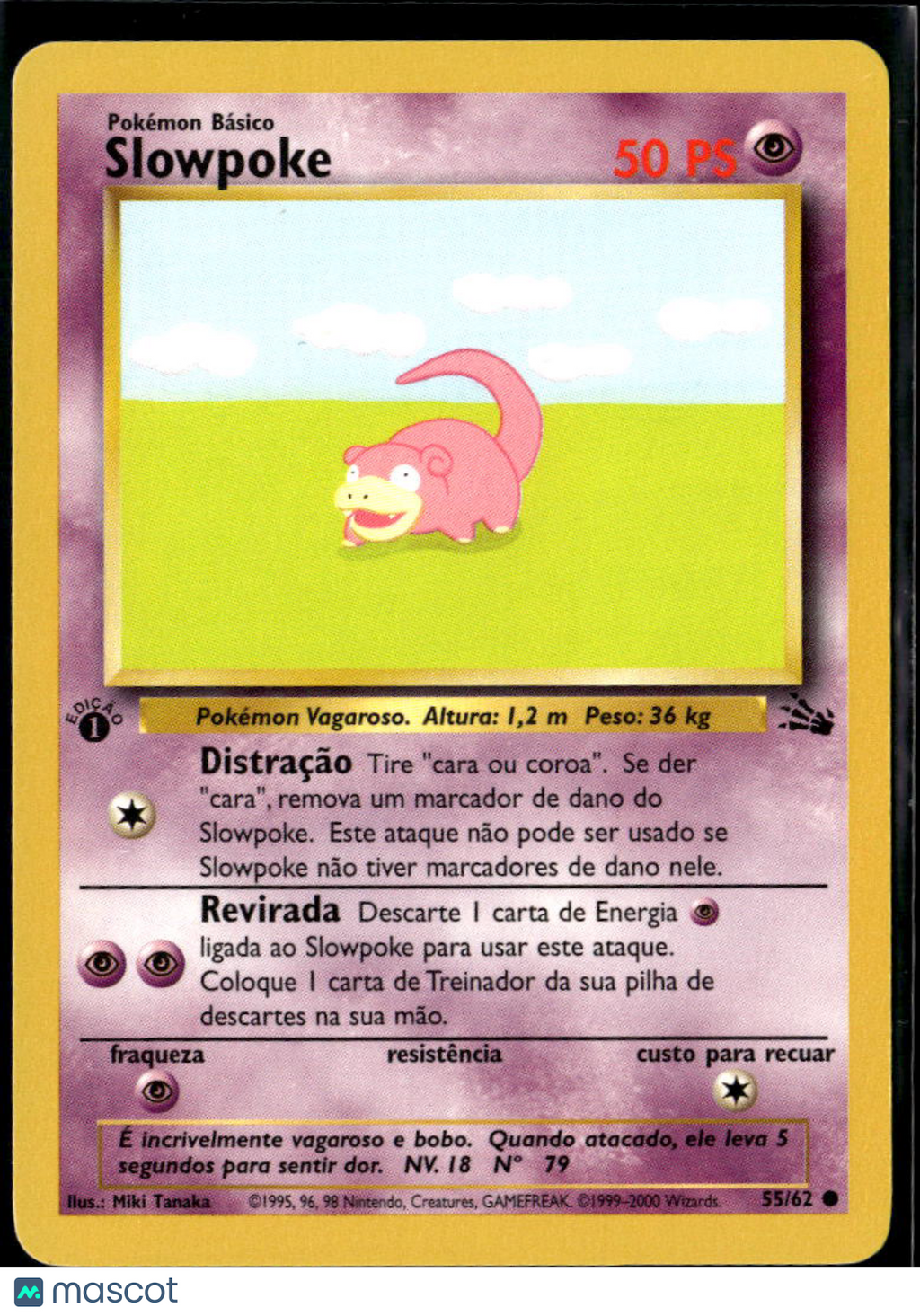 Slowpoke 1999 Fossil Portuguese 1st Edition #55/62