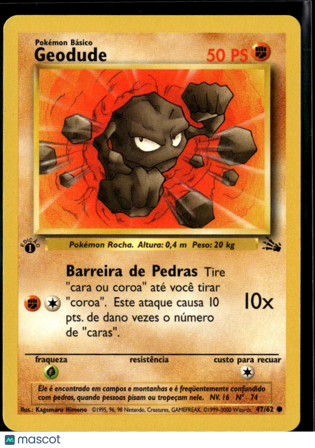 Geodude 1999 Fossil Portuguese 1st Edition #47/62