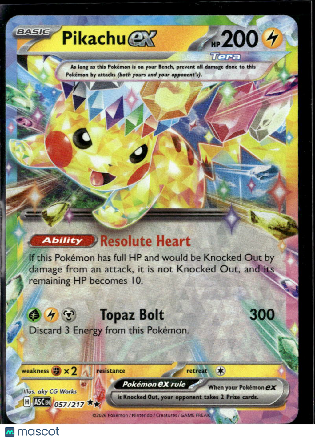 Pikachu EX 2026 Mega Evolution – Ascended Heroes Holo Double Rare RR #57/217