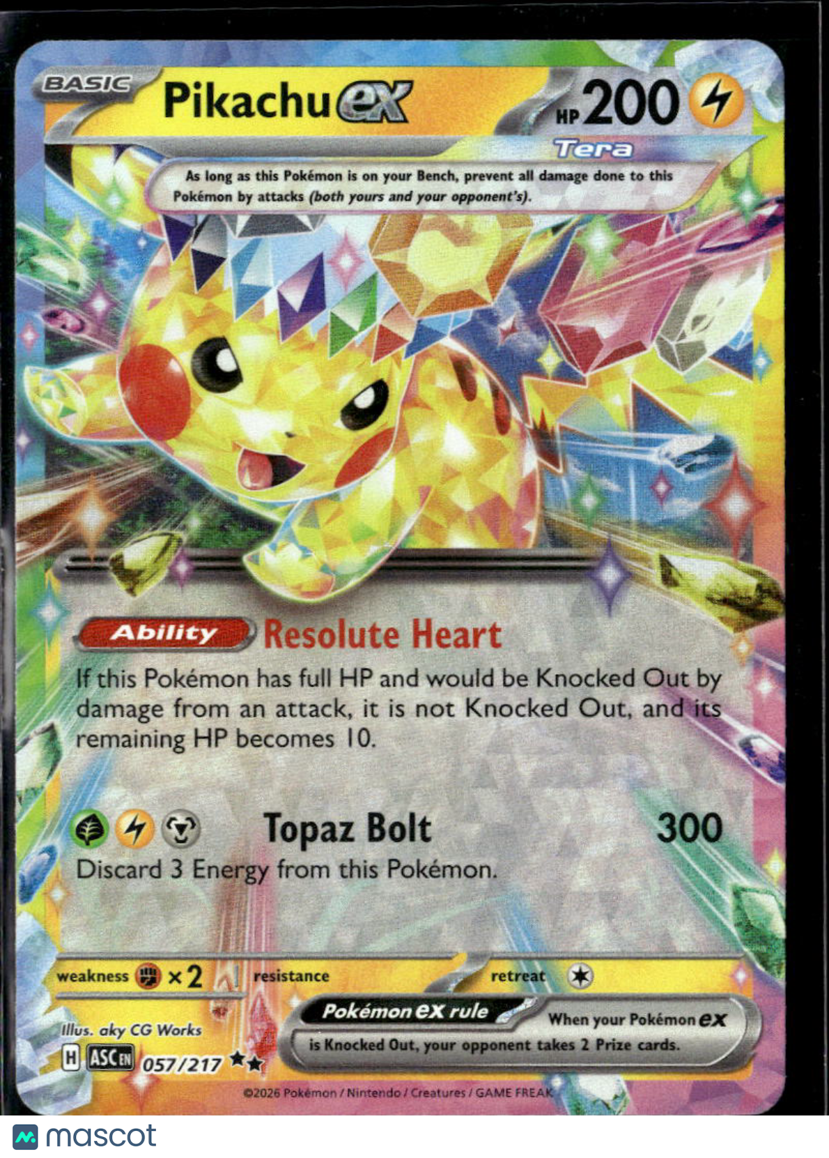 Pikachu EX 2026 Mega Evolution – Ascended Heroes Holo Double Rare RR #57/217