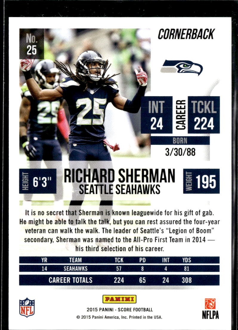 Richard Sherman 2015 Score Desert Camo Image Variation Seattle Seahawks