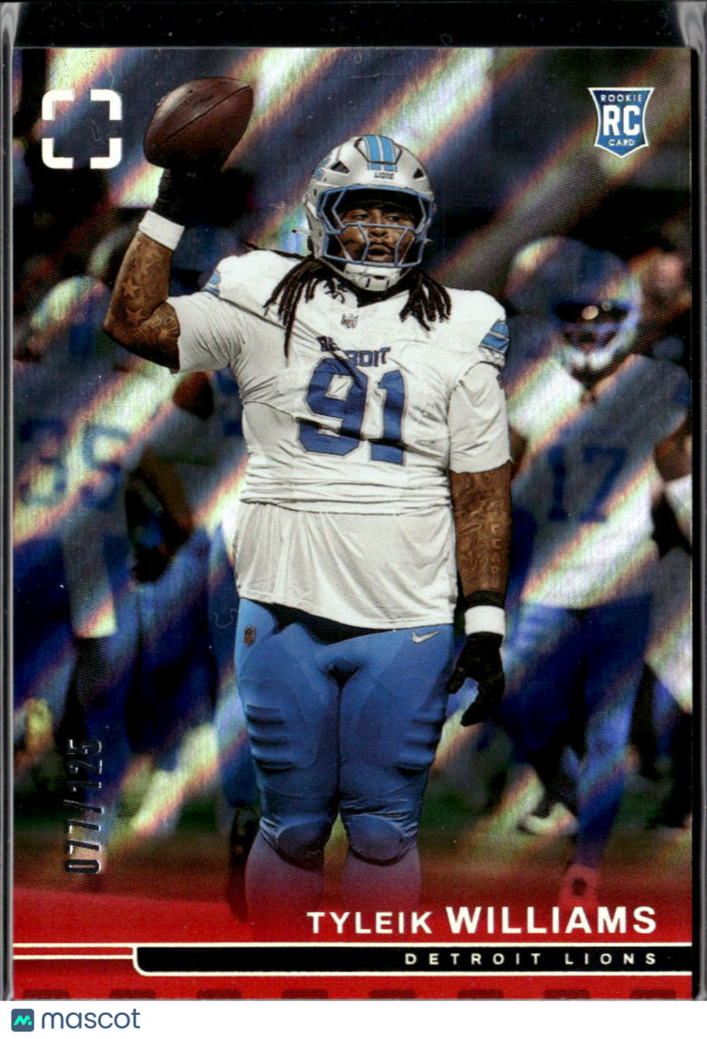 Tyleik Williams 2025 Photogenic Red RC Rookie 77/125 Detroit Lions