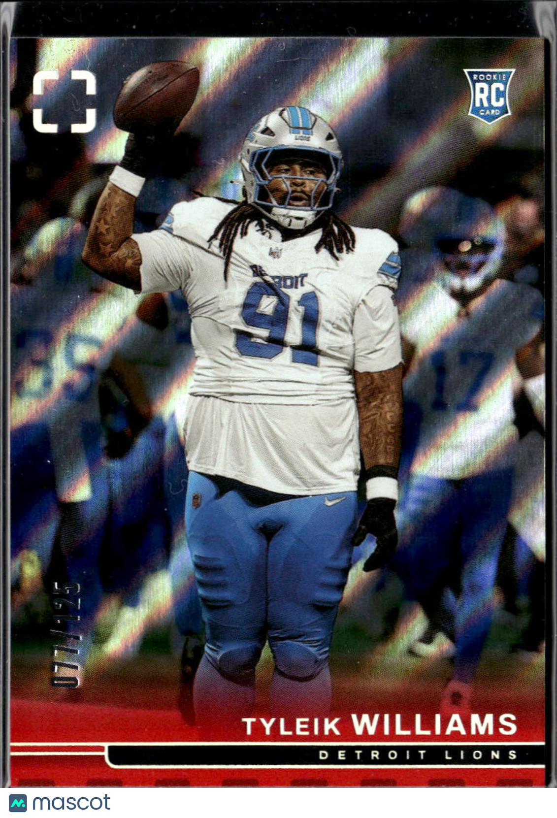 Tyleik Williams 2025 Photogenic Red RC Rookie 77/125 Detroit Lions
