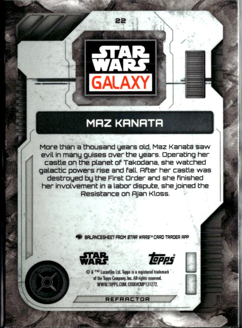 Maz Kanata 2026 Topps Star Wars Galaxy Refractor #22