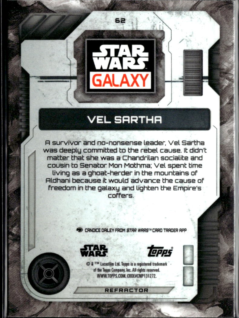 Vel Sartha 2026 Topps Star Wars Galaxy Refractor #62