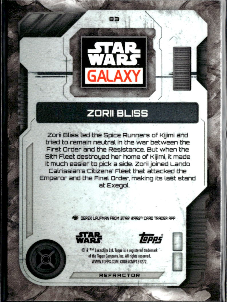 Zorii Bliss 2026 Topps Star Wars Galaxy Refractor #83