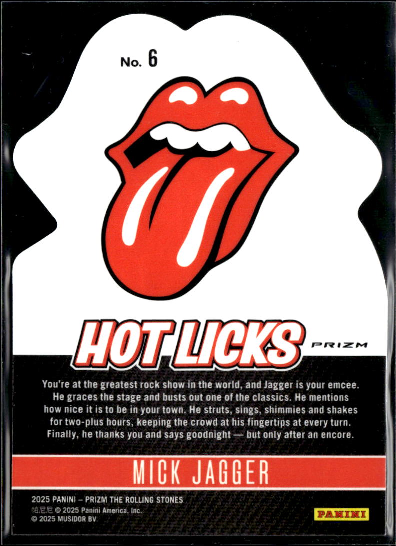 Mick Jagger 2025 Panini Prizm The Rolling Stones Hot Licks #6