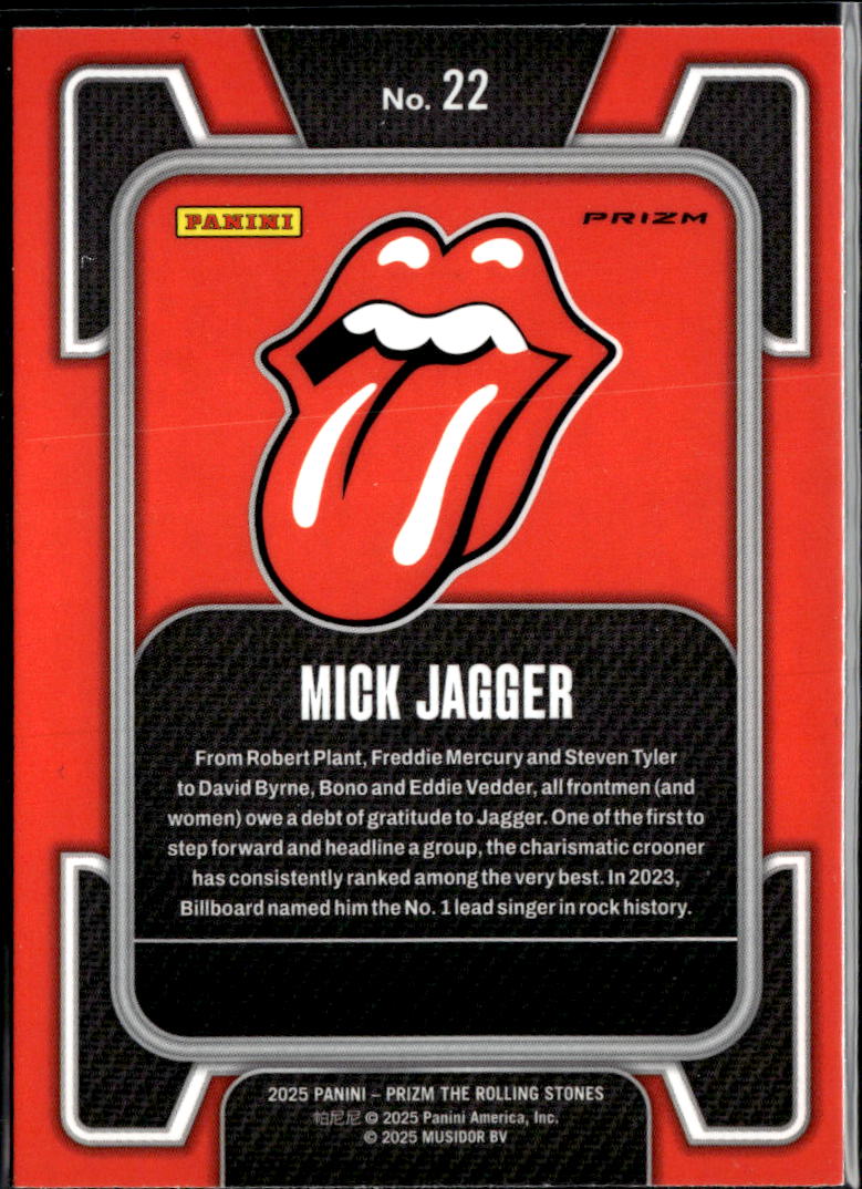 Mick Jagger 2025 Panini Prizm The Rolling Stones Silver Prizm #22
