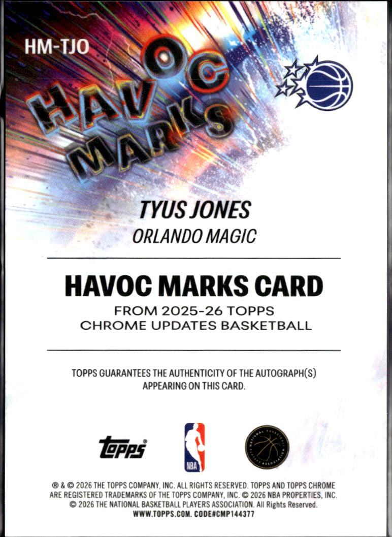 Tyus Jones 2025-26 Topps Chrome Auto Autograph 49 /99 Orlando Magic