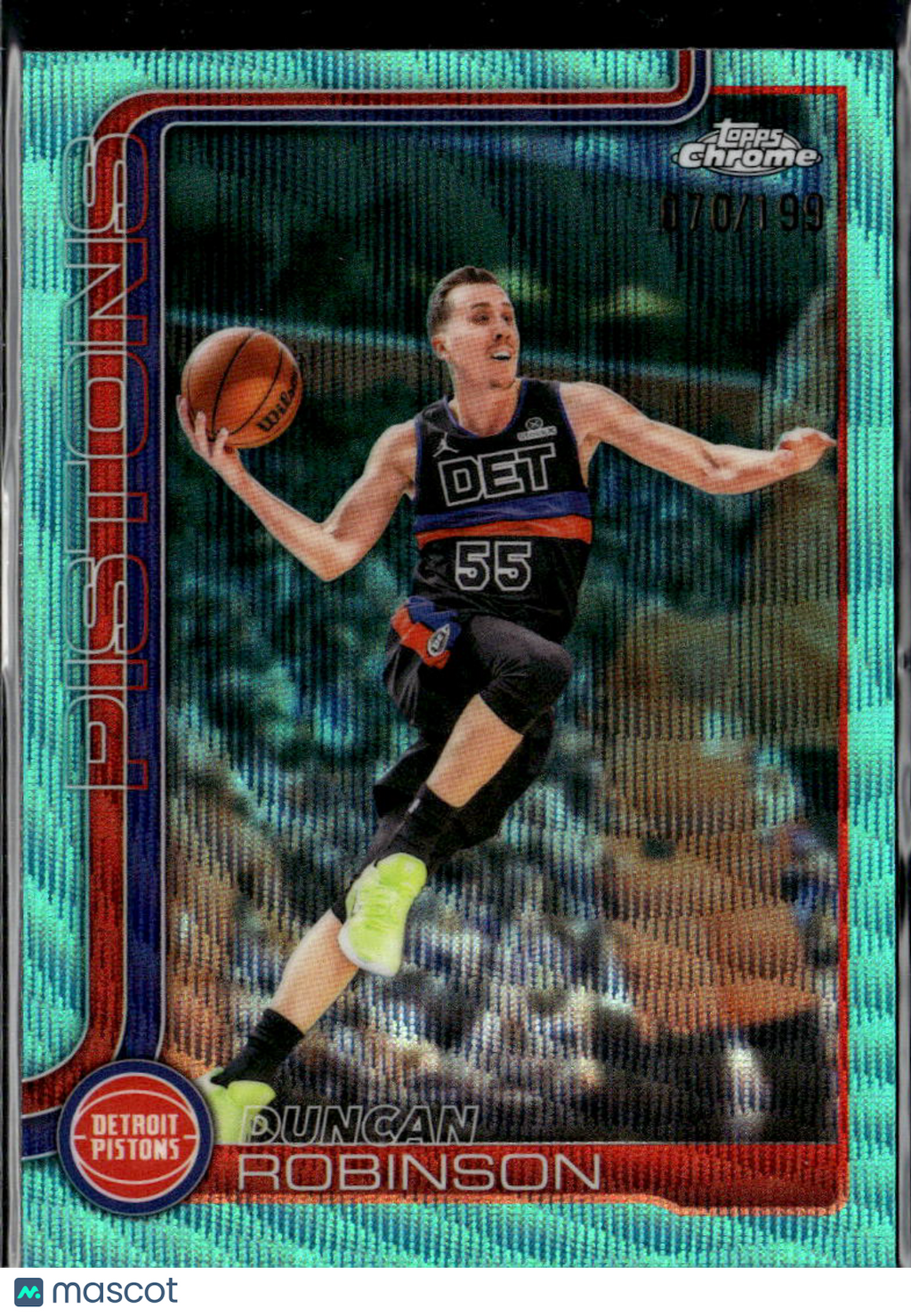 Duncan Robinson 2025-26 Topps Chrome Update Teal Wave 70/199 Detroit Pistons