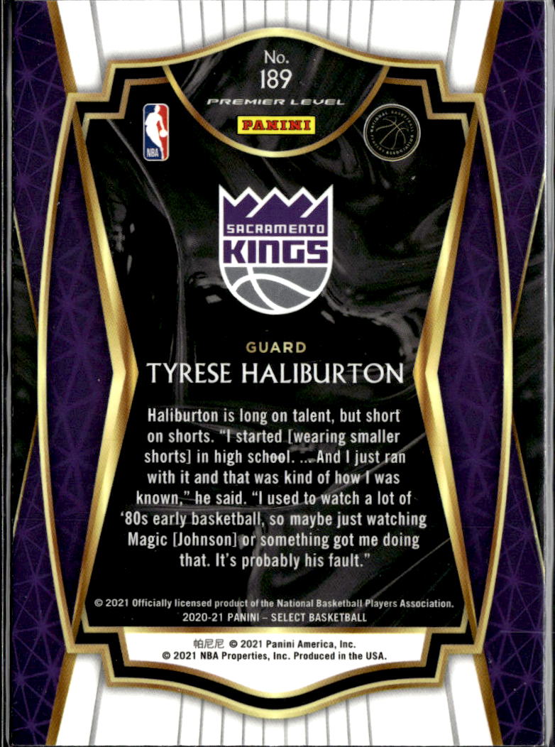 Tyrese Haliburton 2020-21 Select Rookie RC Sacramento Kings