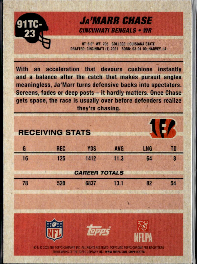 Ja'Marr Chase 2026 Topps Chrome '91 Silver Pack Cincinnati Bengals