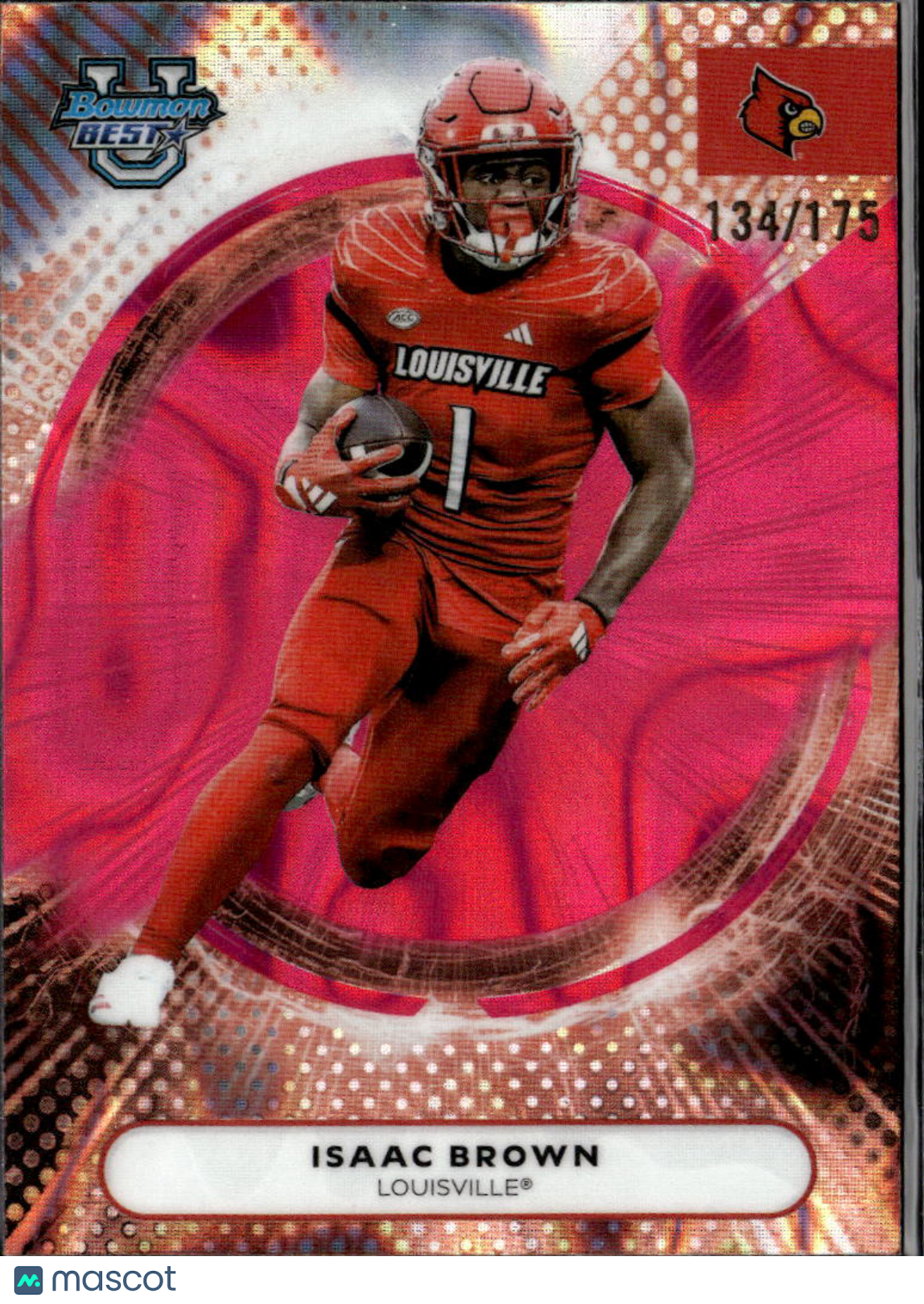 Isaac Brown 2025 Bowman's Best Pink Refractor RC 134 /175 Louisville Cardinals