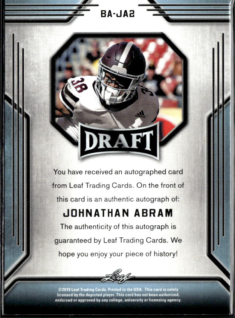 Johnathan Abram 2019 Leaf Draft Auto Autograph Mississippi State