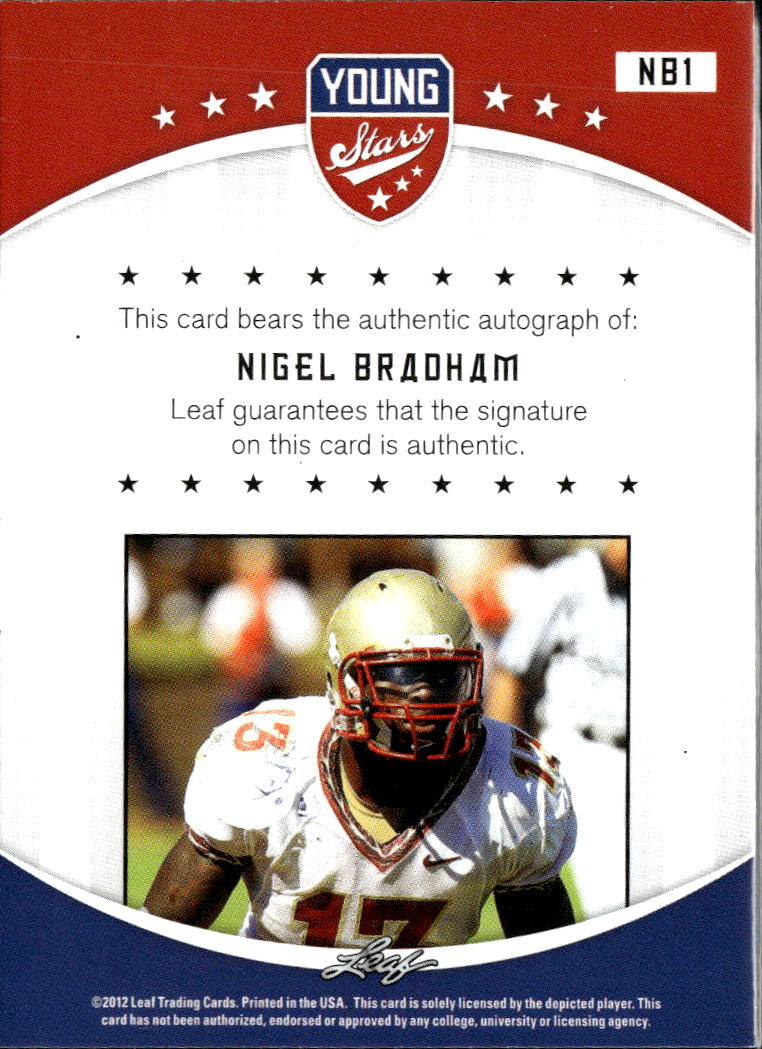 Nigel Bradham 2012 Leaf Young Stars Auto Autograph RC lorida State