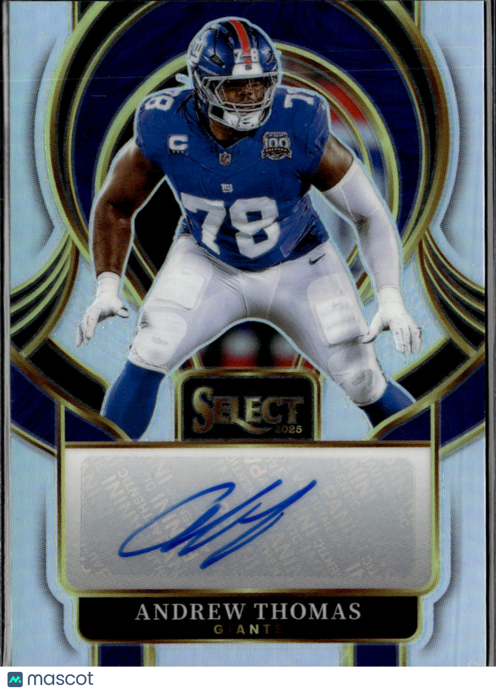Andrew Thomas 2025 Select Auto Autograph Silver New York Giants