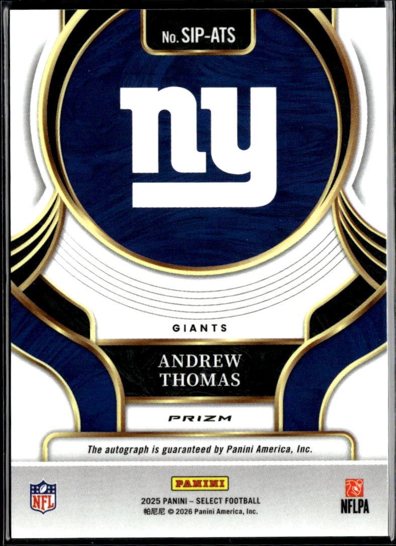 Andrew Thomas 2025 Select Auto Autograph Silver New York Giants