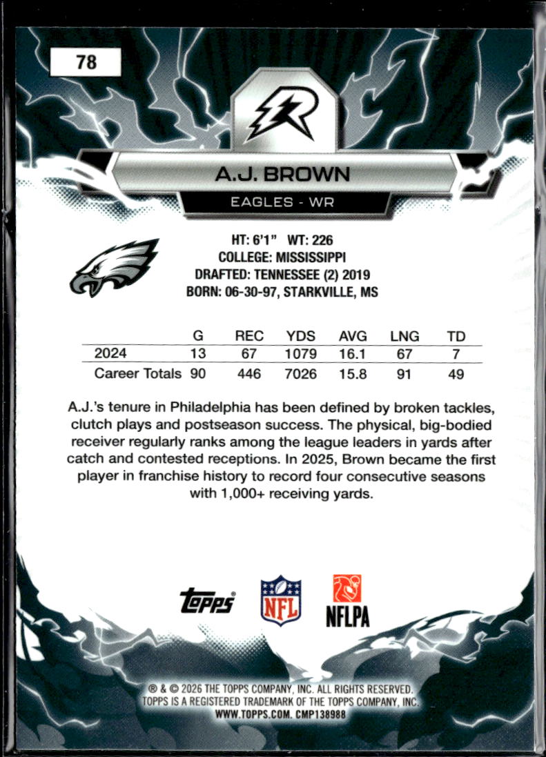 A.J. Brown 2026 Topps Resurgence White /125 Philadelphia Eagles