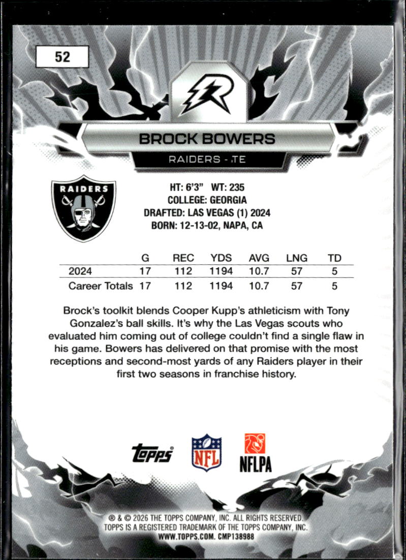 Brock Bowers 2026 Topps Resurgence Green /175 Las Vegas Raiders