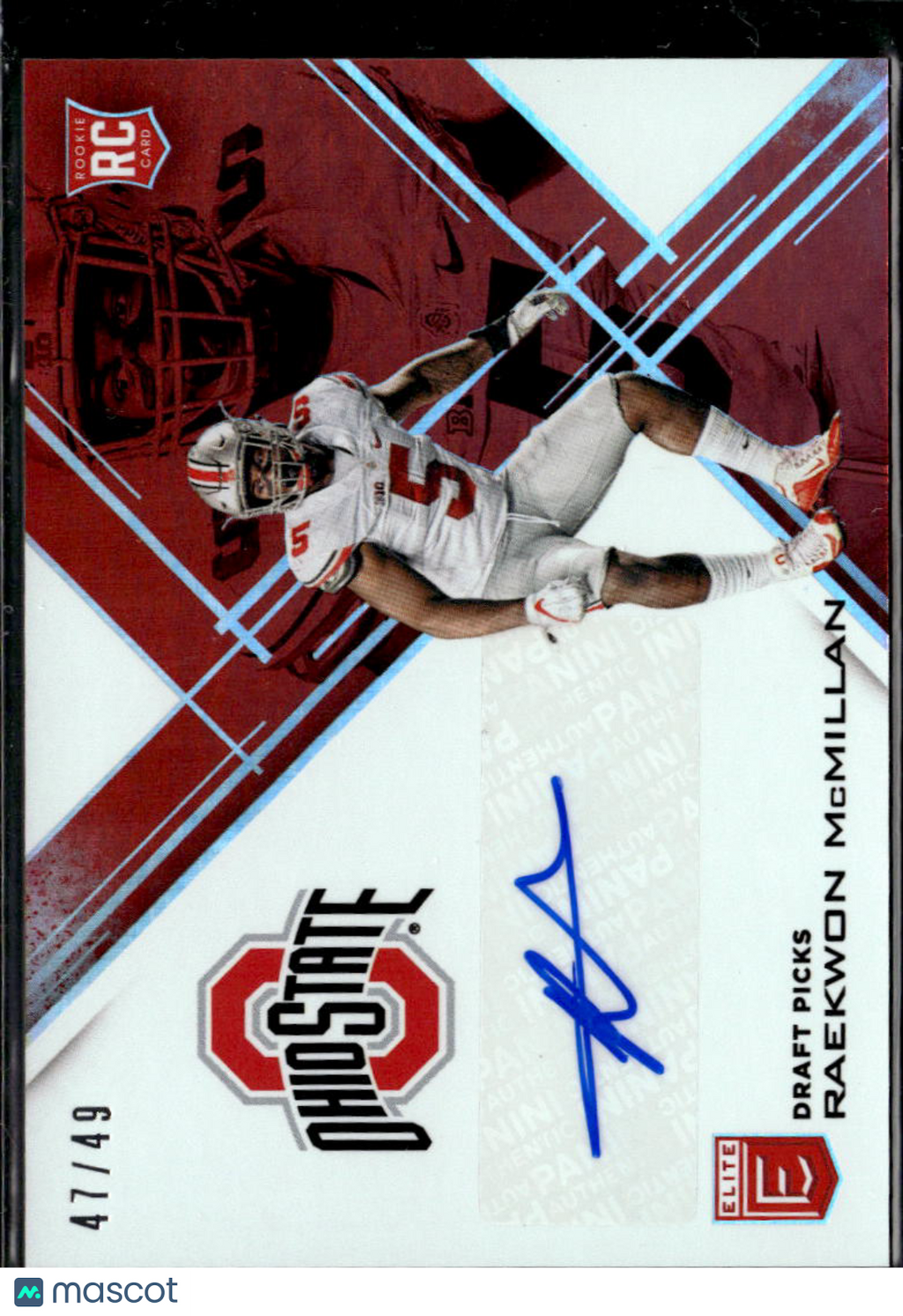 Raekwon McMillan 2017 Elite Auto Autograph RC 47/49 Ohio State Buckeyes