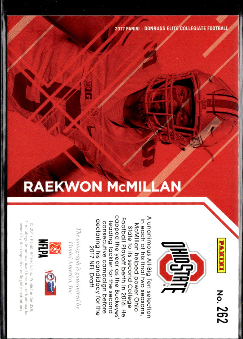 Raekwon McMillan 2017 Elite Auto Autograph RC 47/49 Ohio State Buckeyes