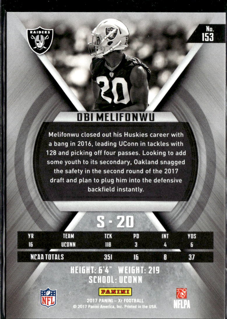 Obi Melifonwu 2017 Panini XR RC Blue 3/199 Oakland Raiders