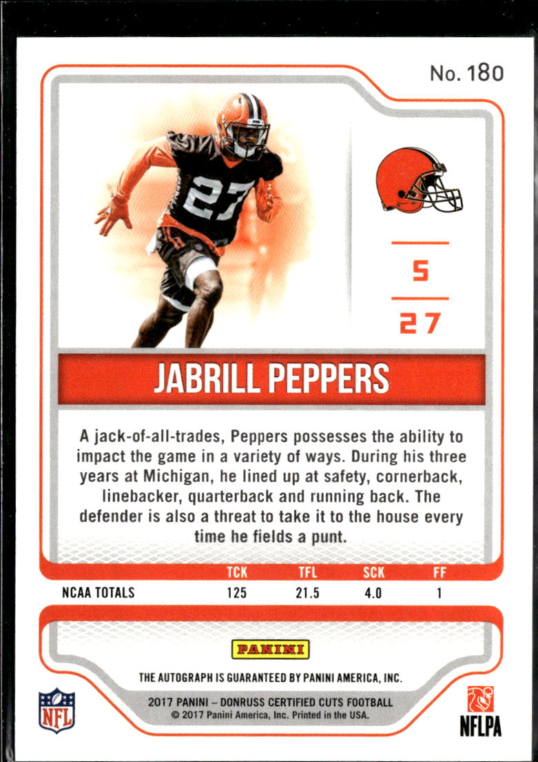 Jabrill Peppers 2017 Certified Cuts Auto Autograph RC /99 Browns Michigan
