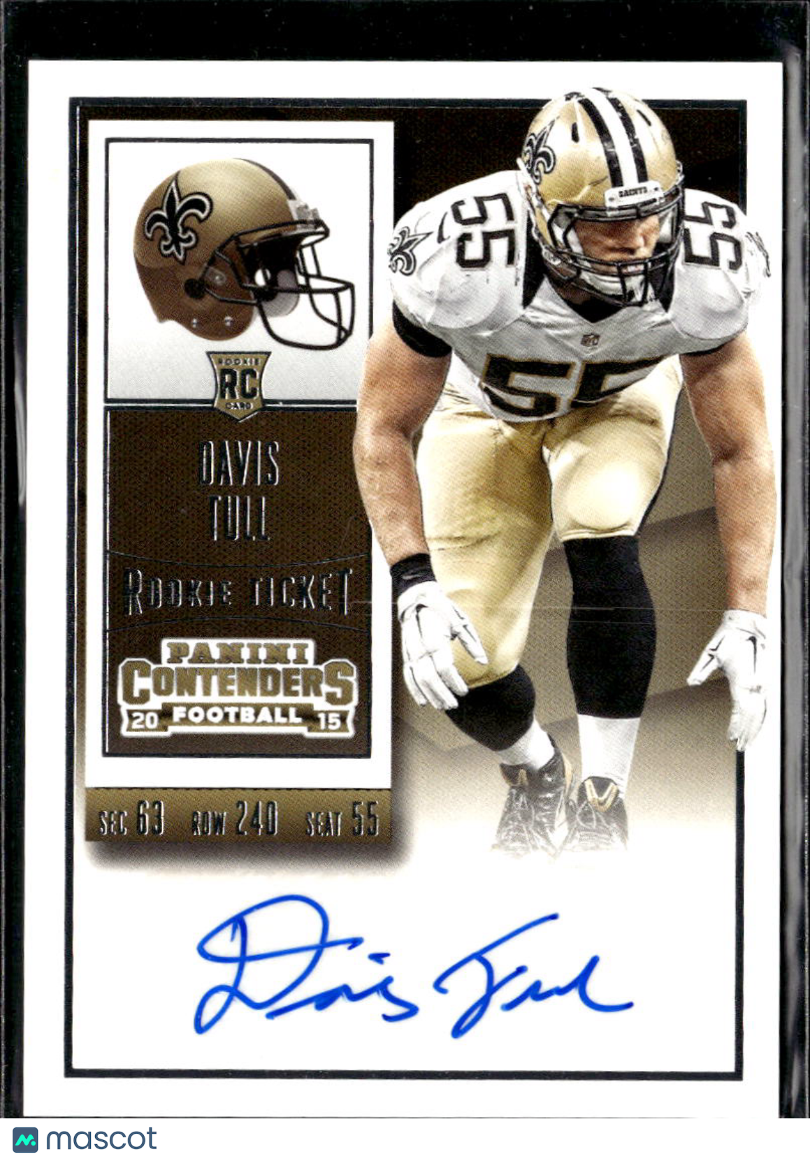Davis Tull 2015 Contenders Auto Autograph RC New Orleans Saints